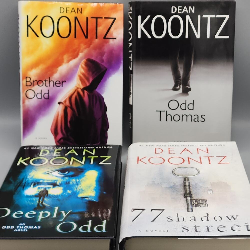 4 Dean Koontz Books HC, Deeply Odd, Odd Thomas, Brother Odd, 77 Shadow Lot